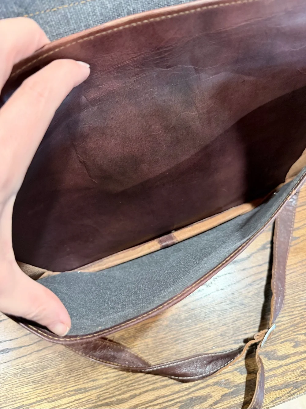Vintage Hulsh Leather Briefcase in Dark Brown with Buckle Straps